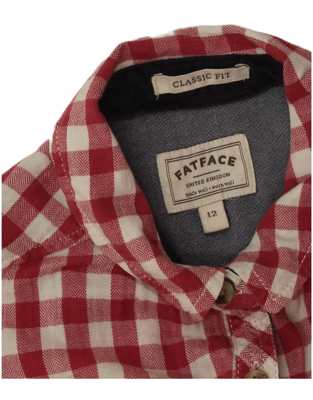 Fat Face Chemise en flanelle coupe classique pour femme UK 12 Vichy rouge moyen