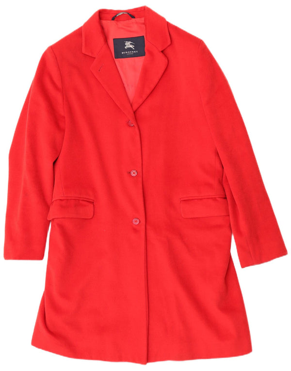 Burberry Womens Overcoat UK 14 Large Rouge Laine Classique