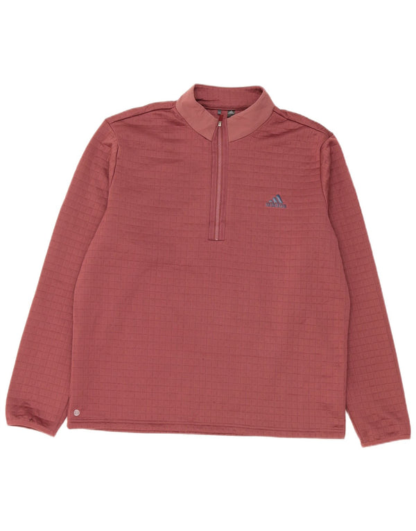 Adidas Haut de survêtement à col zippé pour homme Grand polyester bordeaux