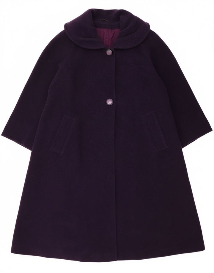 vintage Womens Overcoat Overcoat UK 14 Grande laine vierge violette