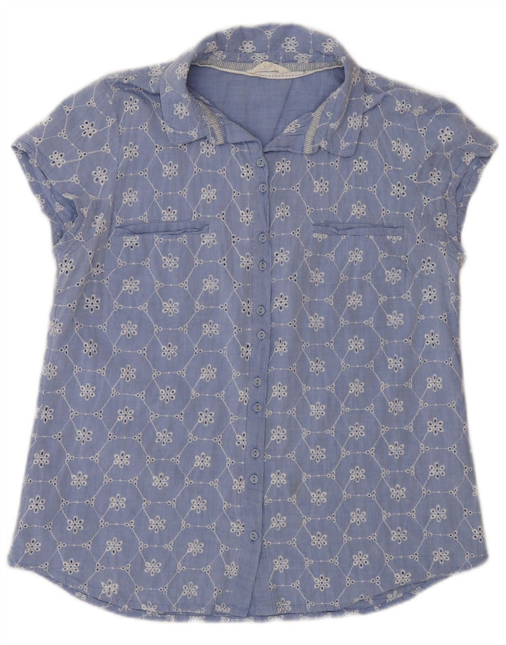 Chemise à manches courtes White Stuff pour femme UK 12 Coton floral bleu moyen
