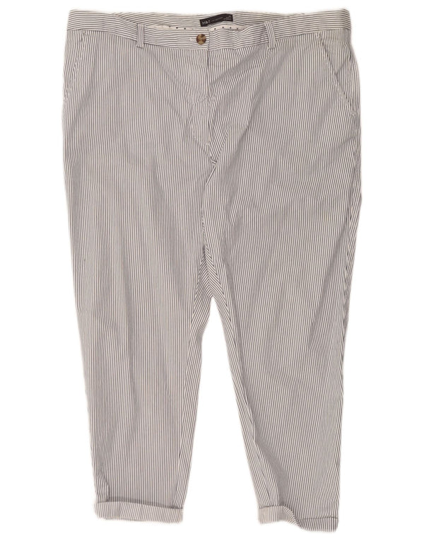 Marks & Spencer Pantalon court pour femme UK 20 2XL W41 L26 Blanc rayé