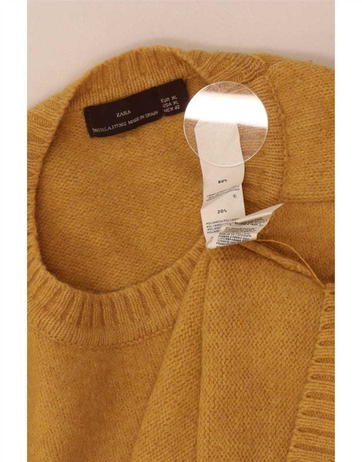 Zara Pull ras du cou pour homme XL en laine jaune