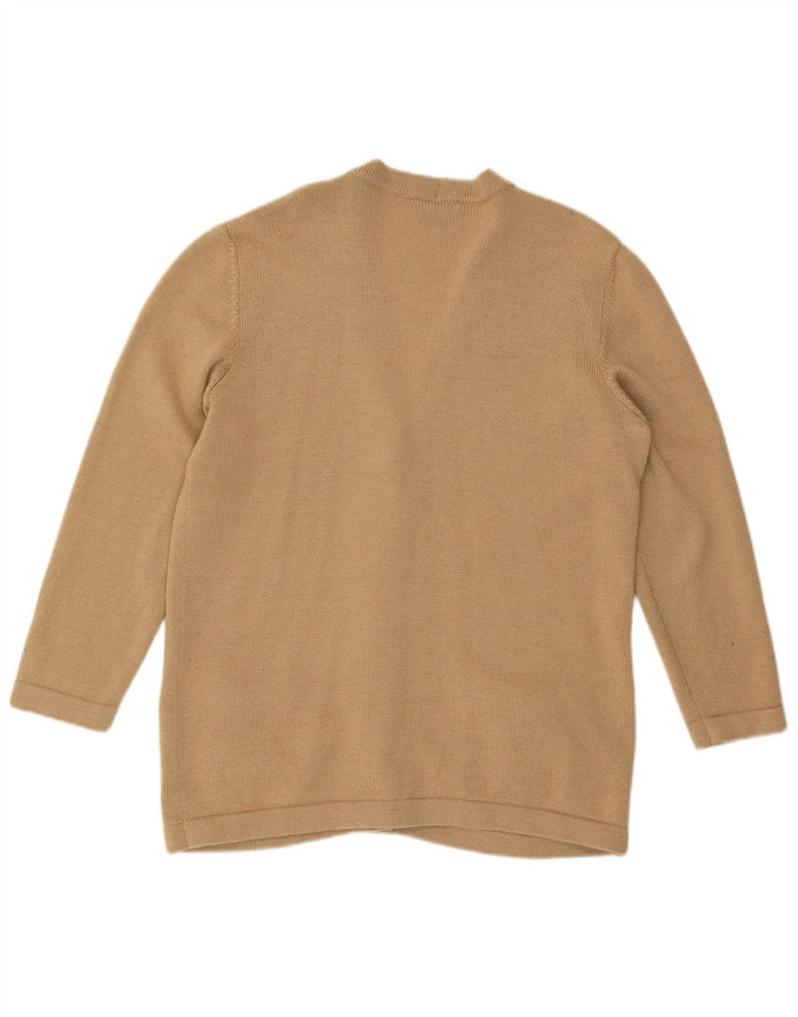 LUISA SPAGNOLI Pull Cardigan Femme UK 14 Grande Laine Beige