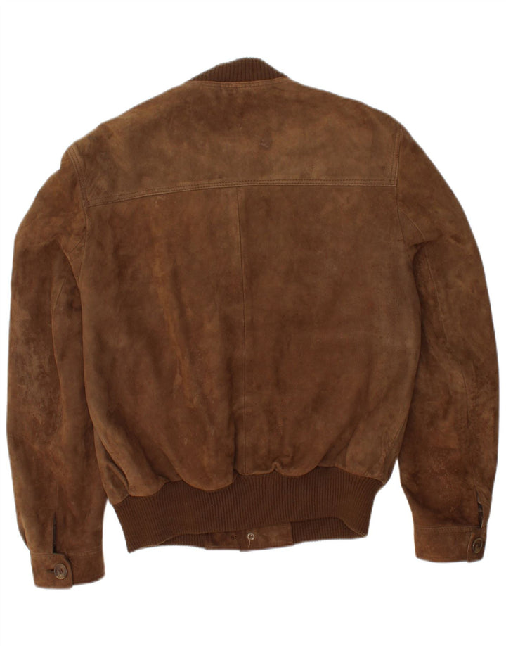 VINTAGE Veste Bomber En Daim Homme IT 44 XS Marron