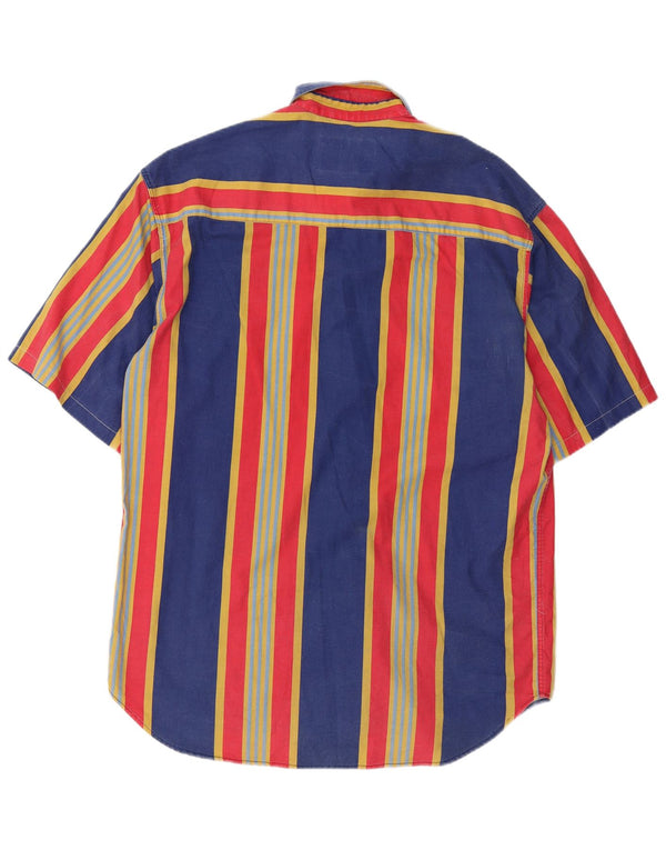 Chemise à manches courtes pour homme vintage Grand coton rayé multicolore