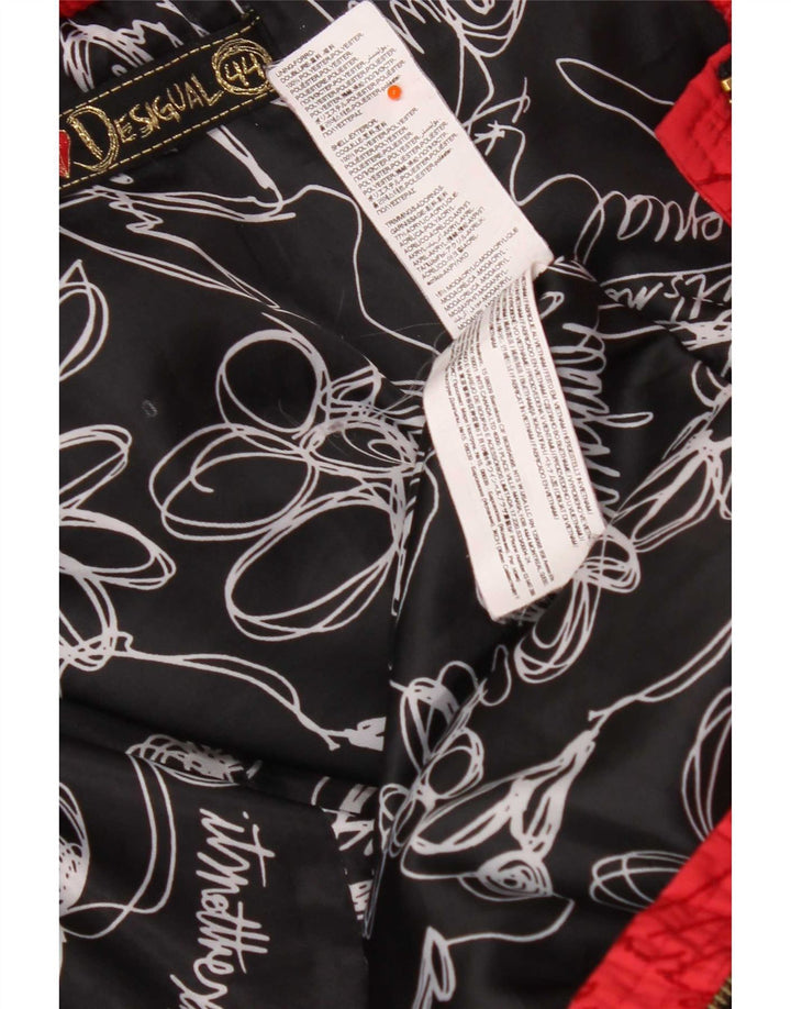 Desigual Veste matelassée à capuche pour femme EU 44 XL Rouge Floral Polyester