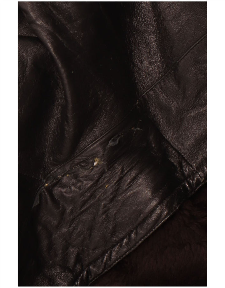VINTAGE Mens Double Breasted Overcoat UK 40 Large Noir