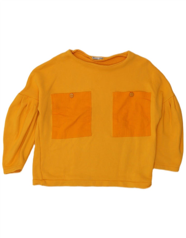 Zara Sweat-shirt surdimensionné à manches 3/4 pour femme UK 10 Petit Jaune