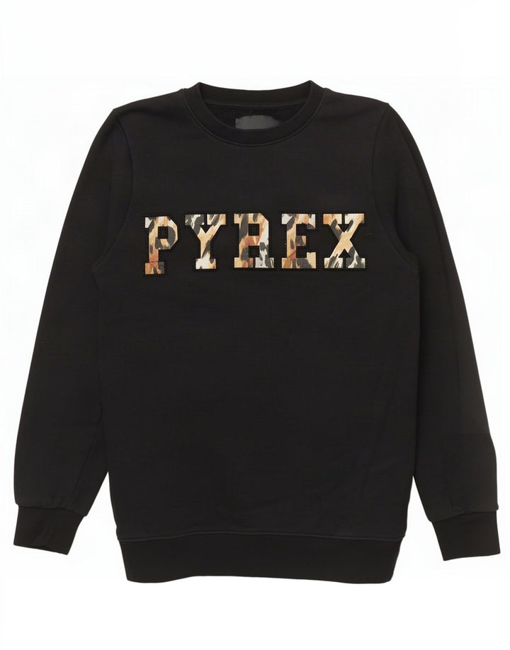 Pyrex Sweat-shirt graphique pour femme UK 6 XS Noir Coton