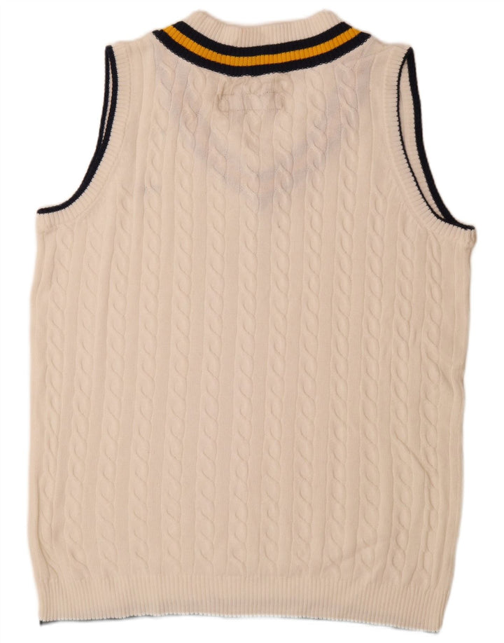 vintage Mens Vest Tank Top Grand Coton Rayé Blanc