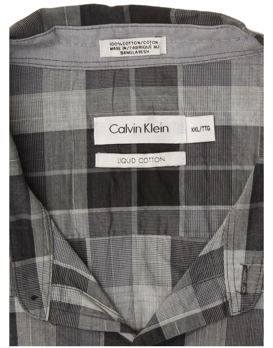 Calvin Klein Chemise Homme 2XL Gris Carreaux Coton