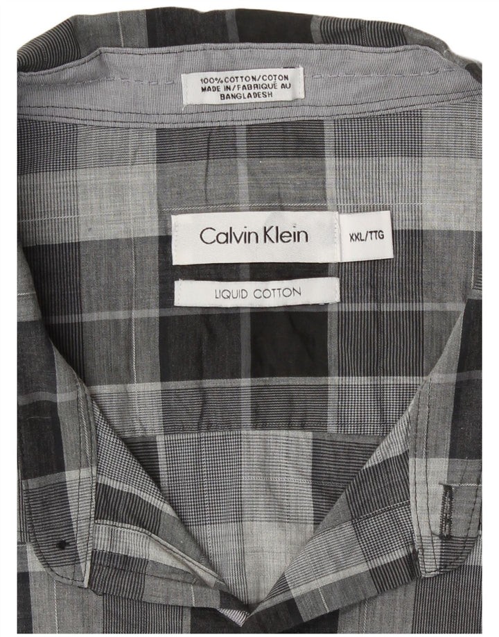 Calvin Klein Chemise Homme 2XL Gris Carreaux Coton