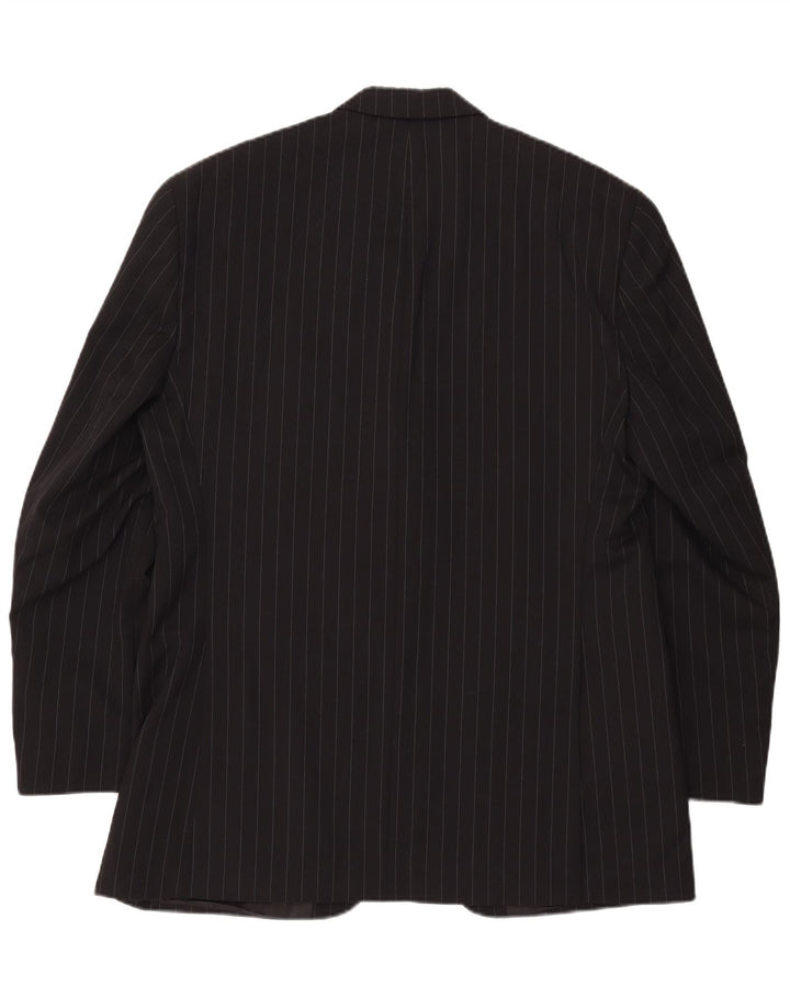 CHAPS Mens 3 Button Blazer Jacket UK 42 XL Black Pinstripe Wool