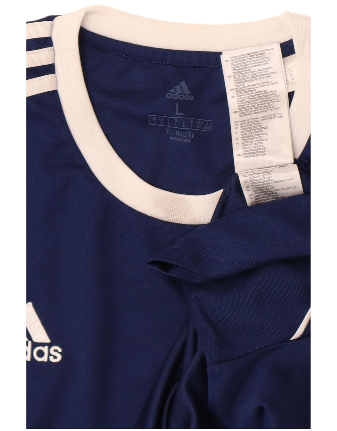 Adidas Hommes Climalite T-Shirt Haut Large Bleu Marine Colorblock Polyester