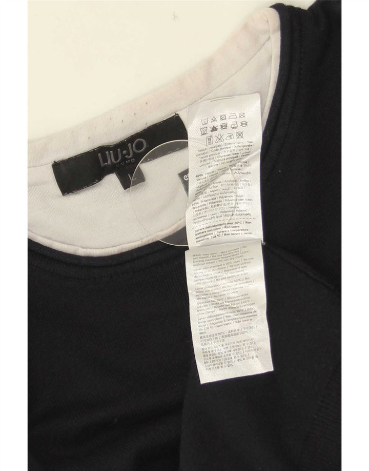 Liu Jo Pull à col rond pour homme Large Bleu marine Viscose