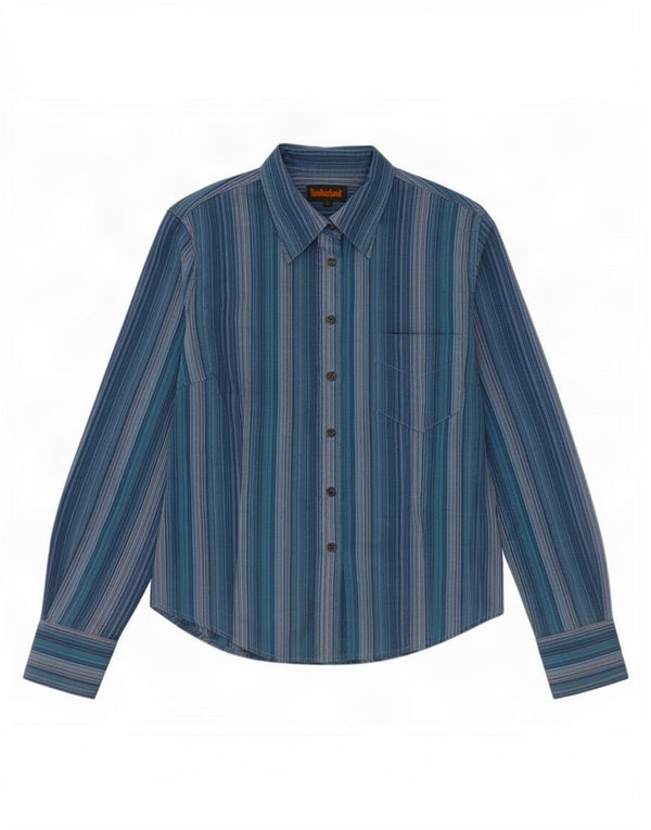 Timberland Chemise Femme UK 14 Grand Coton Bleu à Fines Rayures