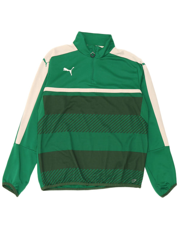 Puma Haut de survêtement à col zippé pour homme XL Vert Colorblock Polyester