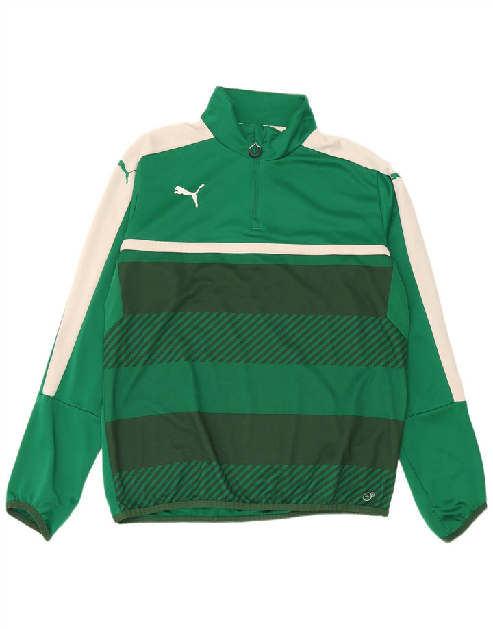 Puma Haut de survêtement à col zippé pour homme XL Vert Colorblock Polyester