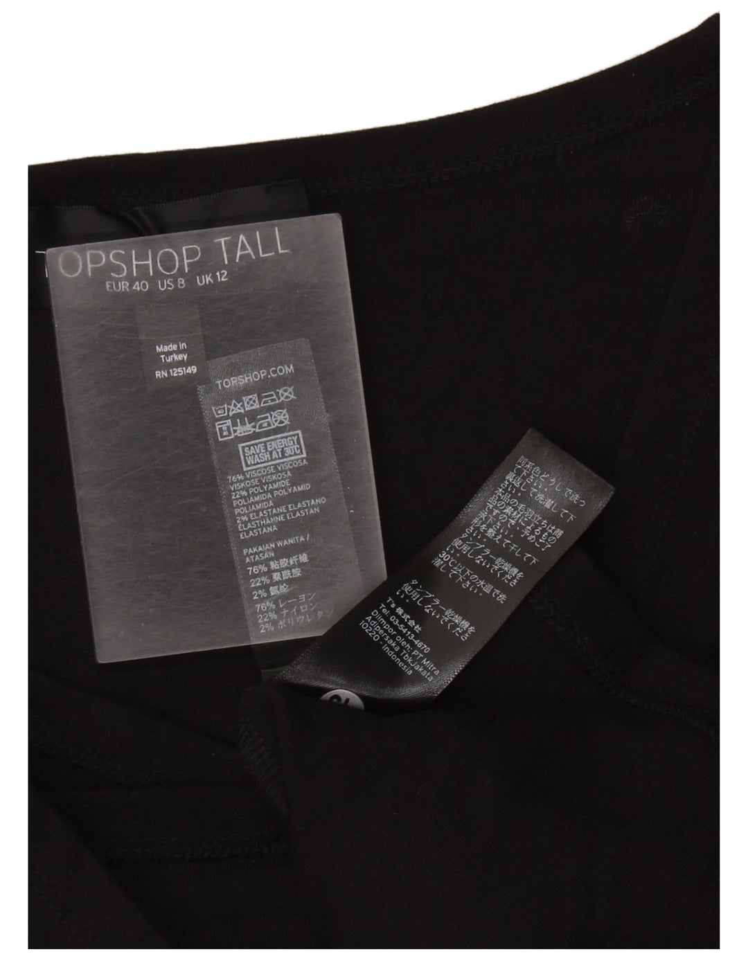 Topshop Robe moulante haute pour femme UK 42 en viscose noire moyenne