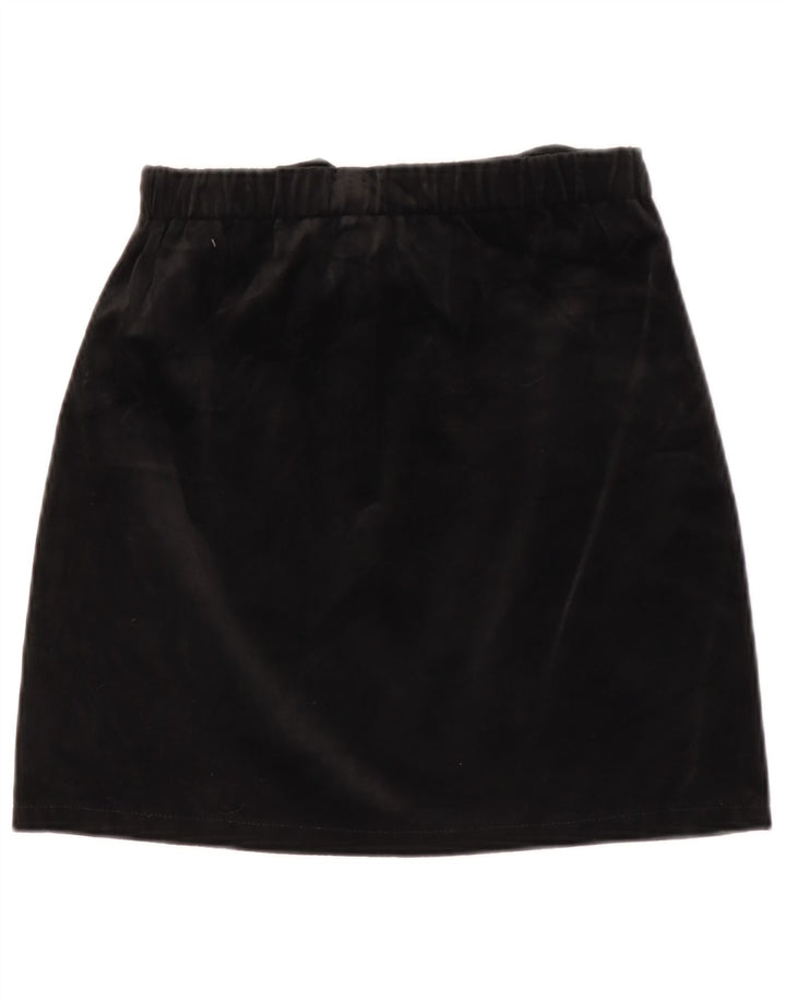 vintage Femme Velours Mini Jupe W26 Petit Noir