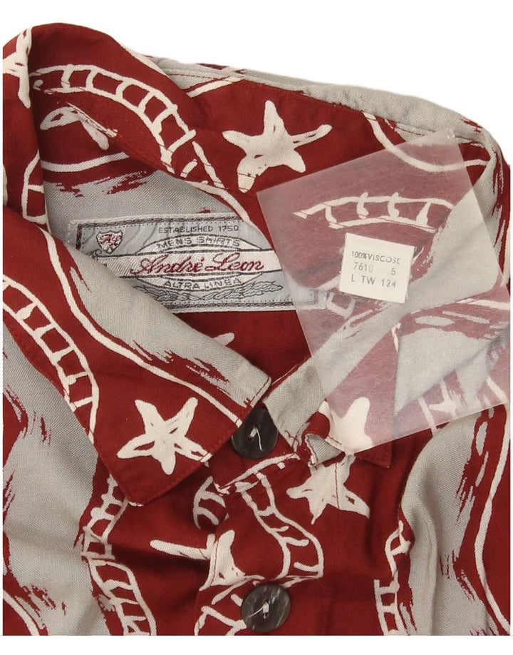 Andre Leon Chemise à manches courtes pour homme Motif abstrait Grande plage Bordeaux