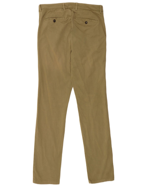 Benetton Pantalon Chino Slim Femme IT 46 Large W32 L33 Kaki Coton