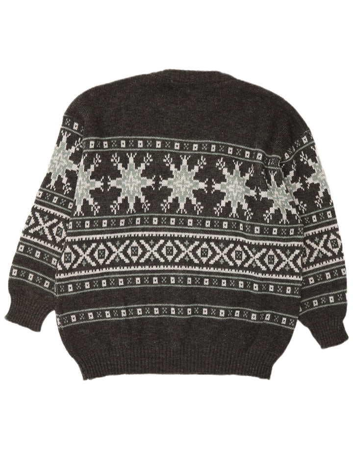 Henry Scott Pull à col rond pour homme Gris moyen Fair Isle Acrylique