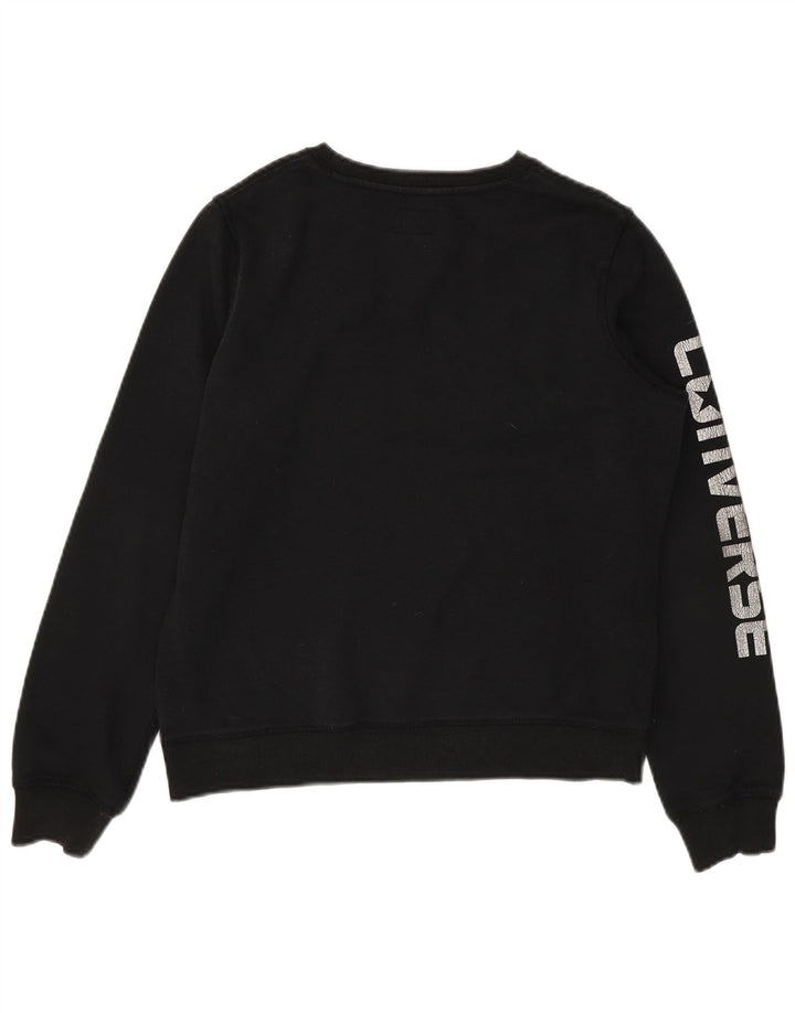 CONVERSE Womens Graphic Sweatshirt Jumper UK 14 Medium Black Cotton