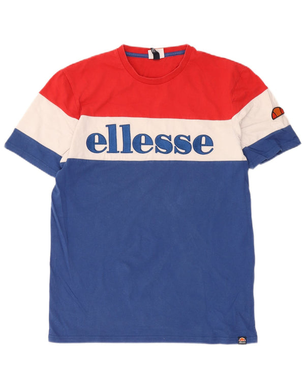Ellesse T-Shirt Graphique Homme Bleu Moyen Colourblock Coton