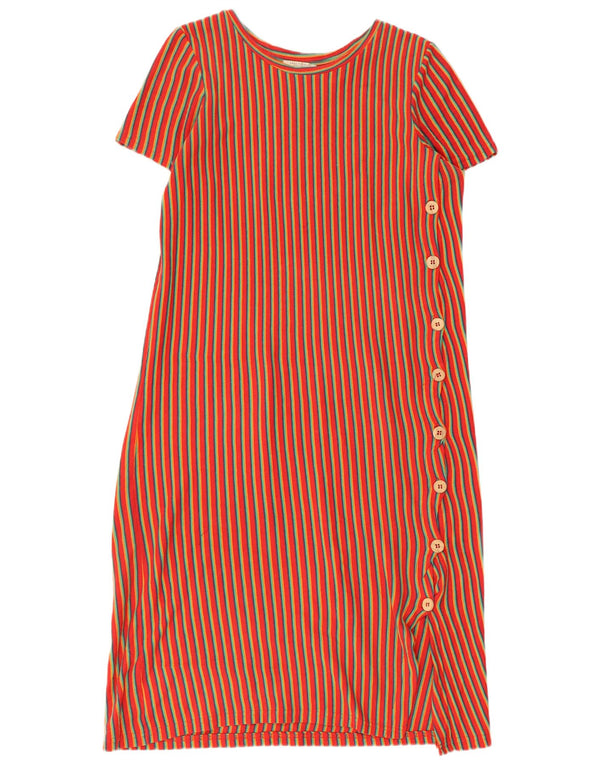 Zara Womens Trafaluc Shift Dress UK 14 Coton rayé rouge moyen