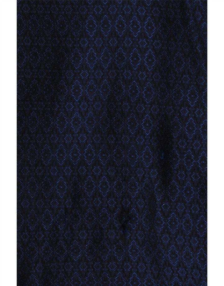 vintage Femmes Double Breasted Coat UK 16 Grand Bleu Marine Géométrique