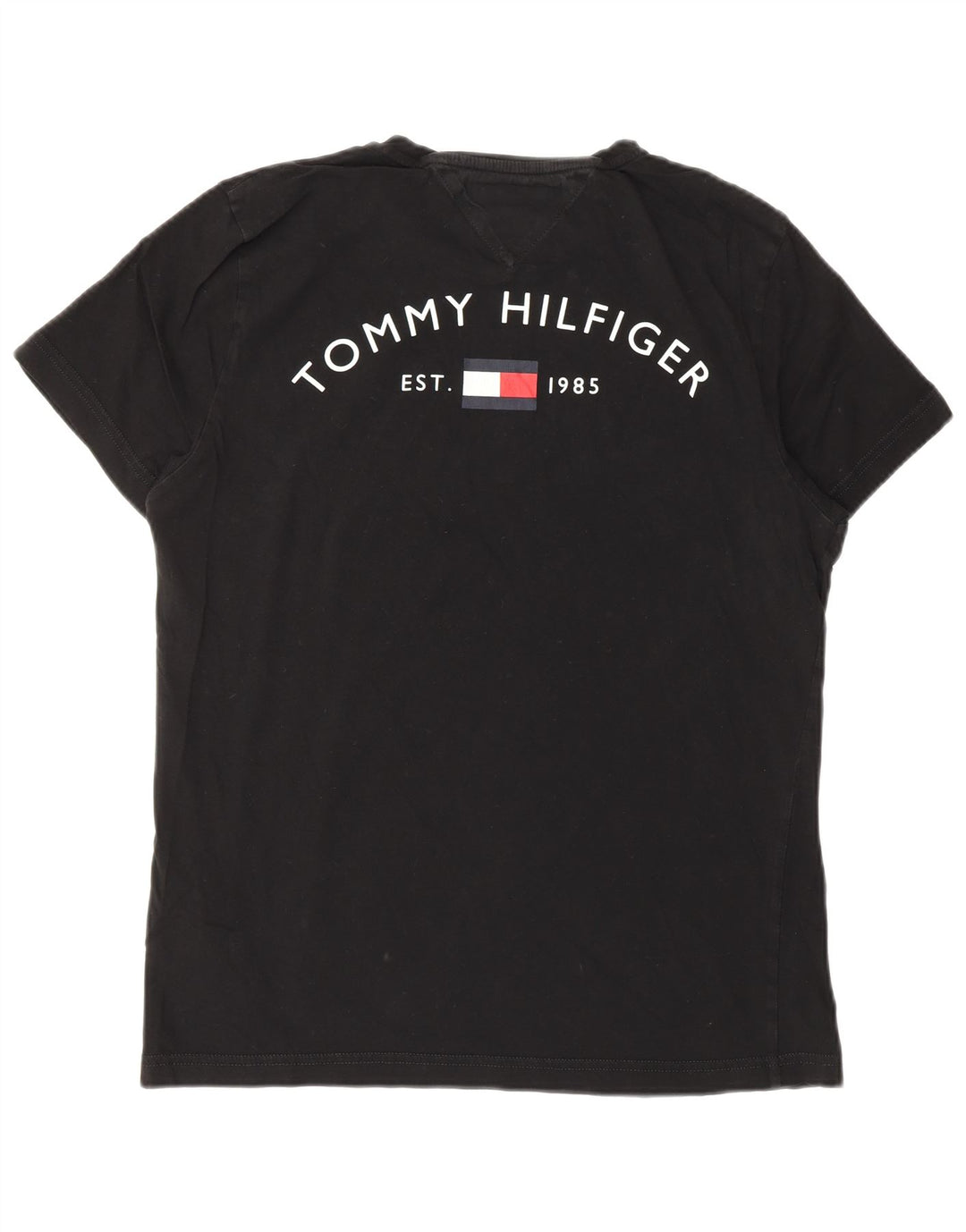 TOMMY HILFIGER Mens Graphic T-Shirt Top Medium Black Cotton