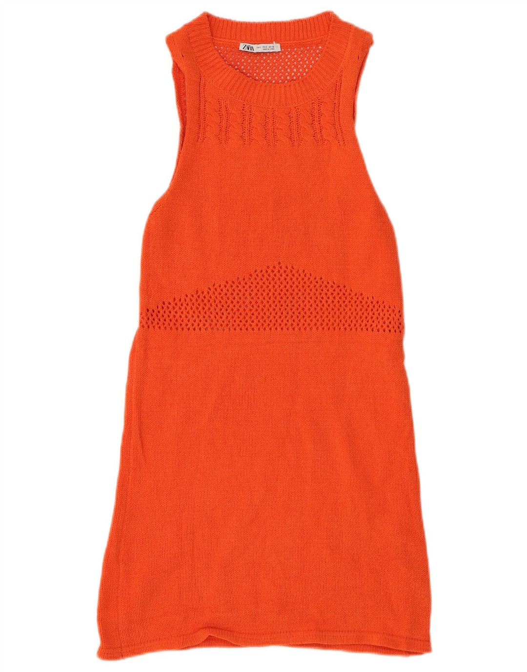 Robe pull sans manches ZARA pour femme UK 8 Small Orange Polyester
