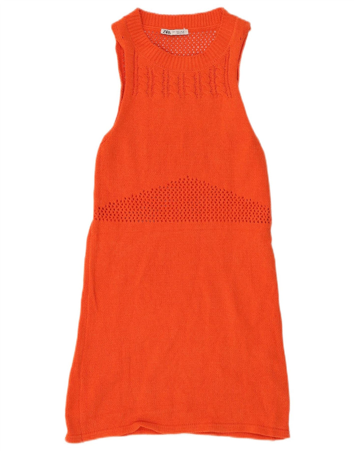 Robe pull sans manches ZARA pour femme UK 8 Small Orange Polyester