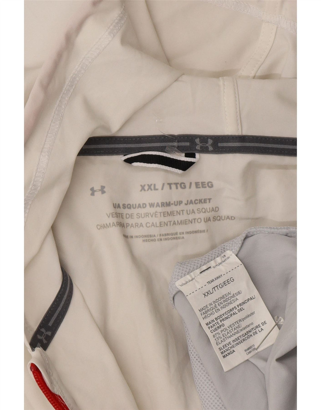 Under Armour Veste de pluie à capuche pour homme UK 44 2XL Blanc Colorblock Polyester