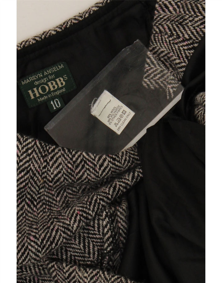 Hobbs Jupe Peplum Femme UK 10 Small W26 Laine à Chevrons Gris