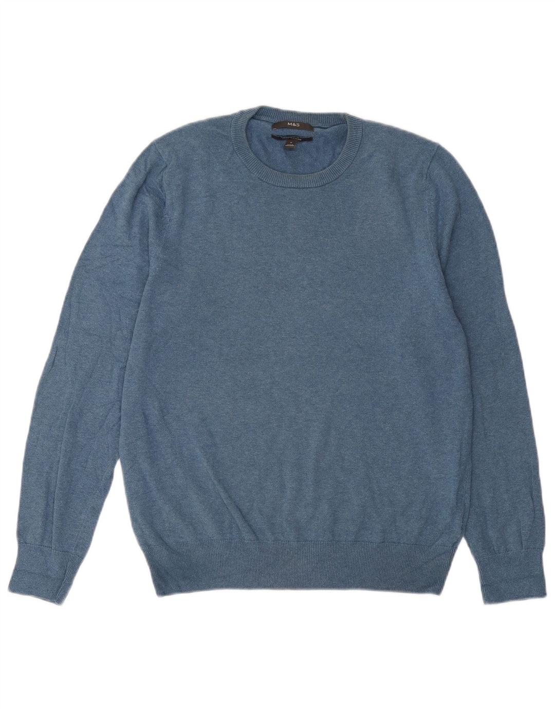 Marks & Spencer Pull Col Rond Homme Bleu Moyen Coton