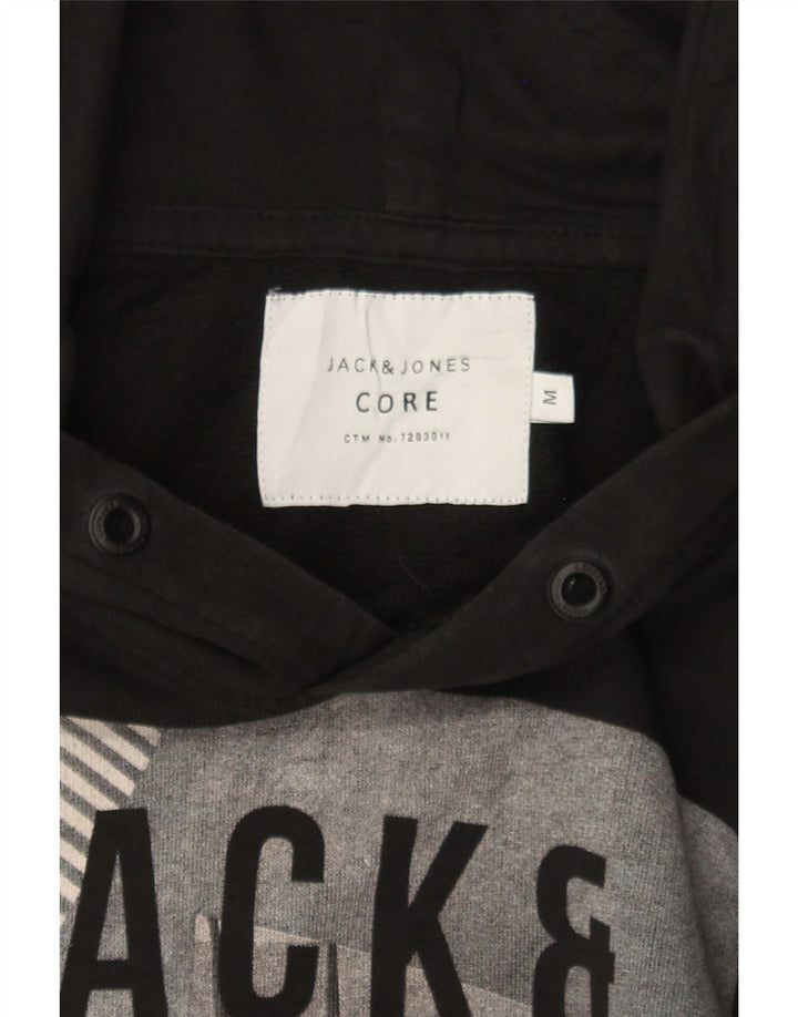 JACK & JONES Mens Graphic Hoodie Jumper Medium Black Cotton Vintage Jack & Jones and Second-Hand Jack & Jones from Messina Hembry 