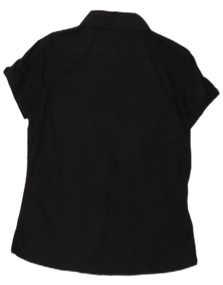 Lee Chemise à manches courtes pour femme UK 10 Small Noir Coton