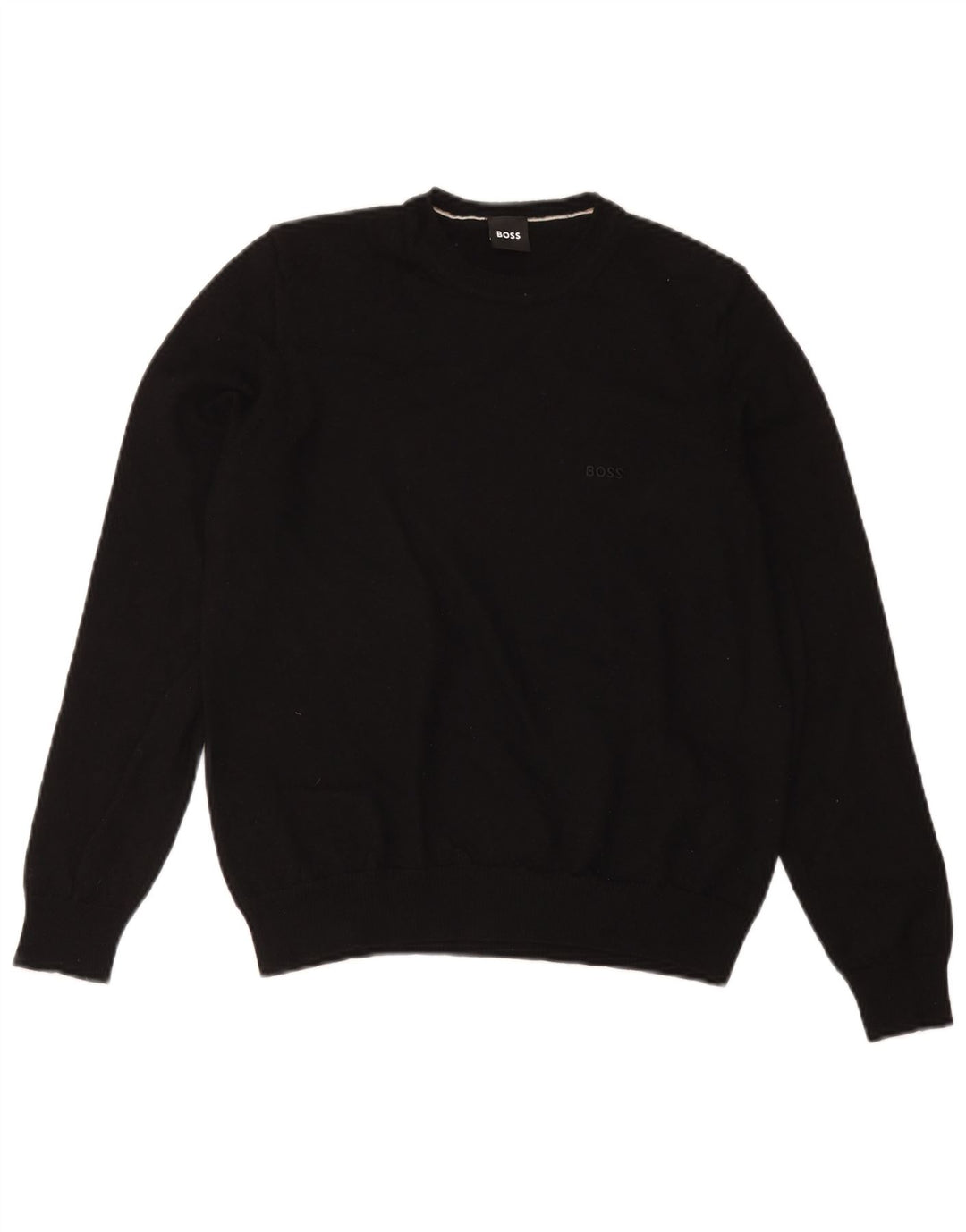 Hugo Boss Pull ras du cou pour homme en laine vierge noire Small