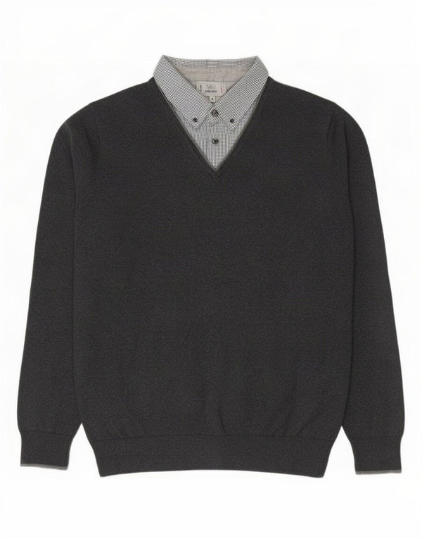 Marks & Spencer Pull à col polo coupe classique pour homme Gris moyen