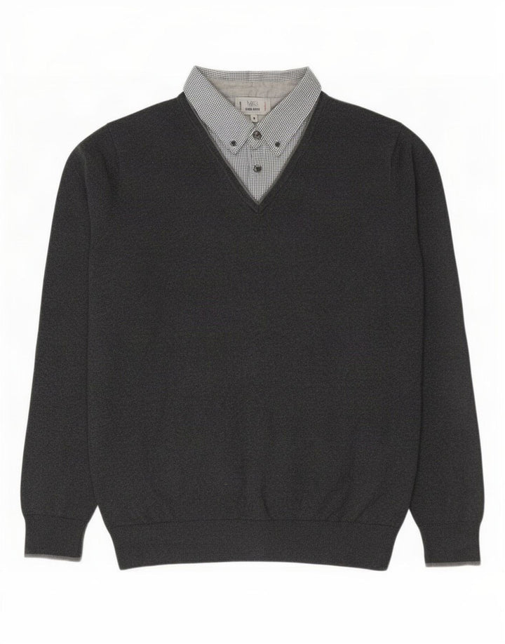 Marks & Spencer Pull à col polo coupe classique pour homme Gris moyen