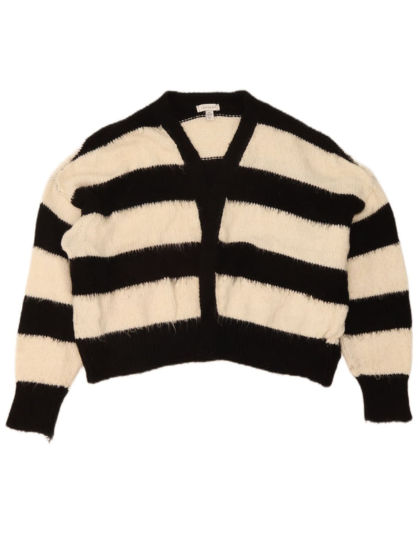 Topshop Cardigan surdimensionné pour femme UK 8/10 Petit rayé noir