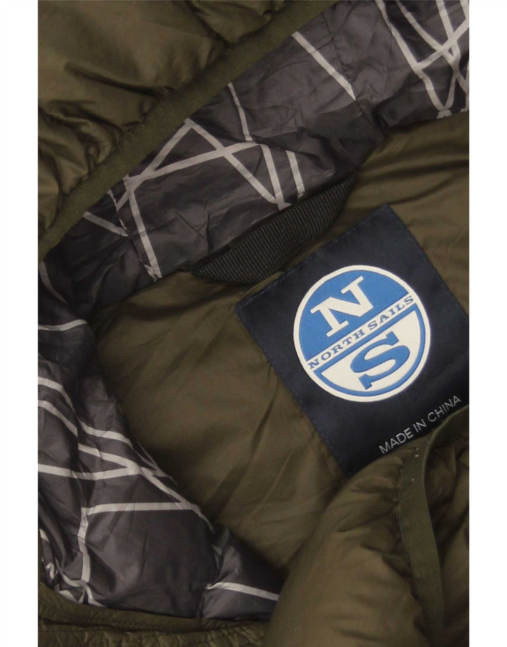 North Sails Veste matelassée à capuche pour homme UK 40 Large Kaki Polyamide