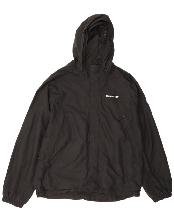 Timberland Veste de pluie à capuche pour homme UK 40 Large Noir Nylon