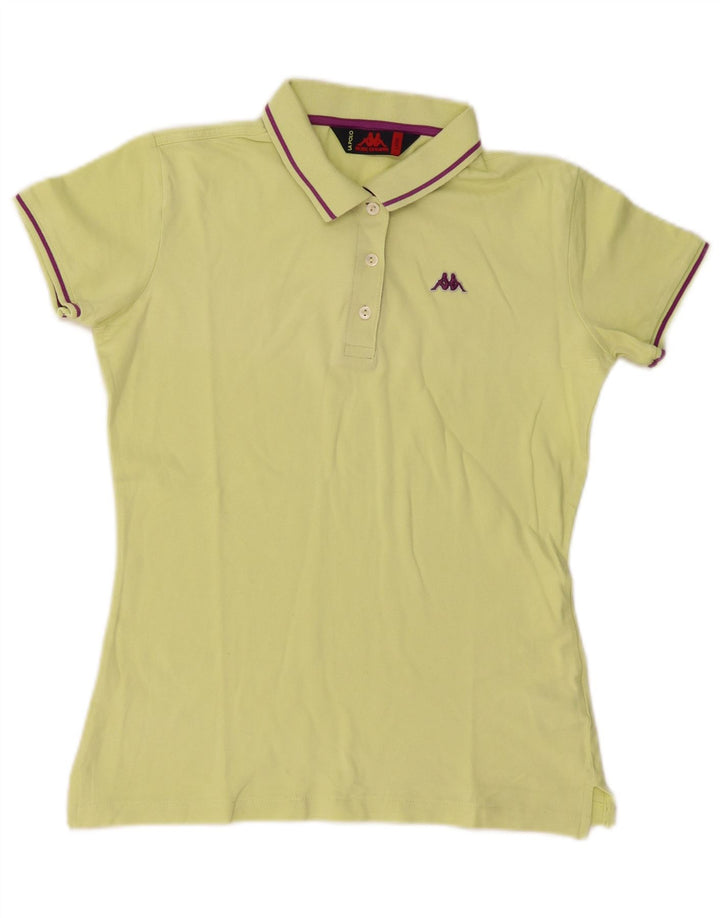 KAPPA Polo Femme UK 14 Large Jaune Coton