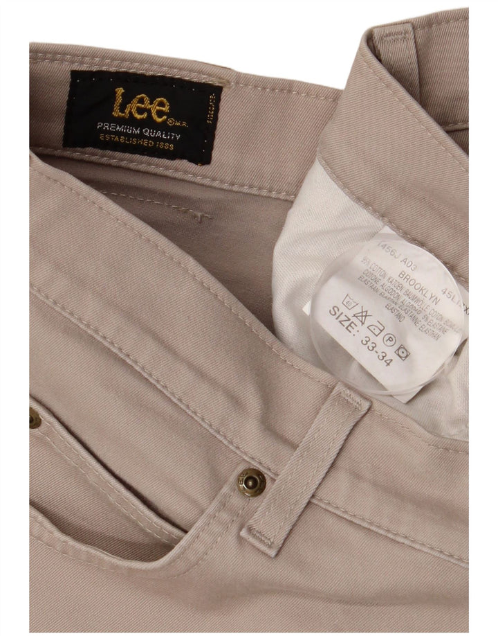 LEE Pantalon décontracté droit Brooklyn pour homme W33 L30 Beige Coton