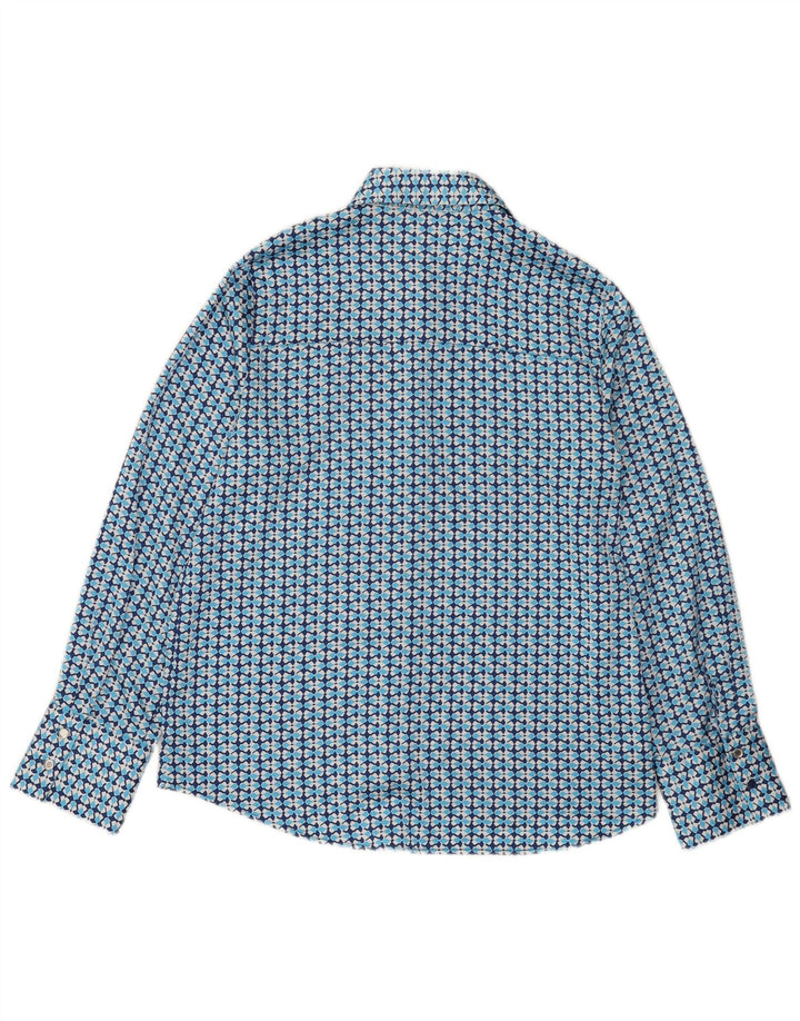 Chemise Femme Zara UK 14 Bleu Moyen Géométrique
