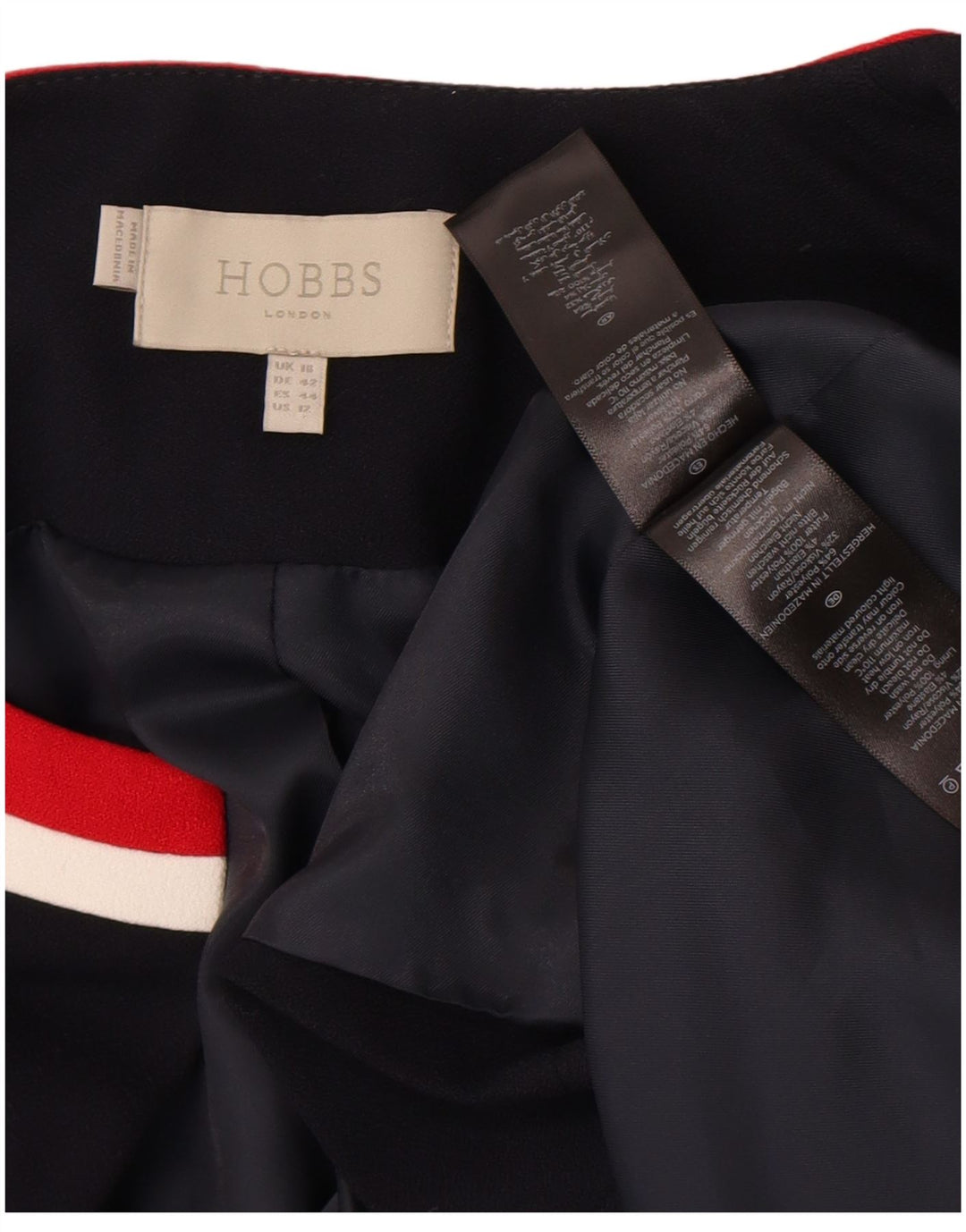 Hobbs Veste blazer courte à manches 3/4 pour femme UK 16 Large Bleu marine